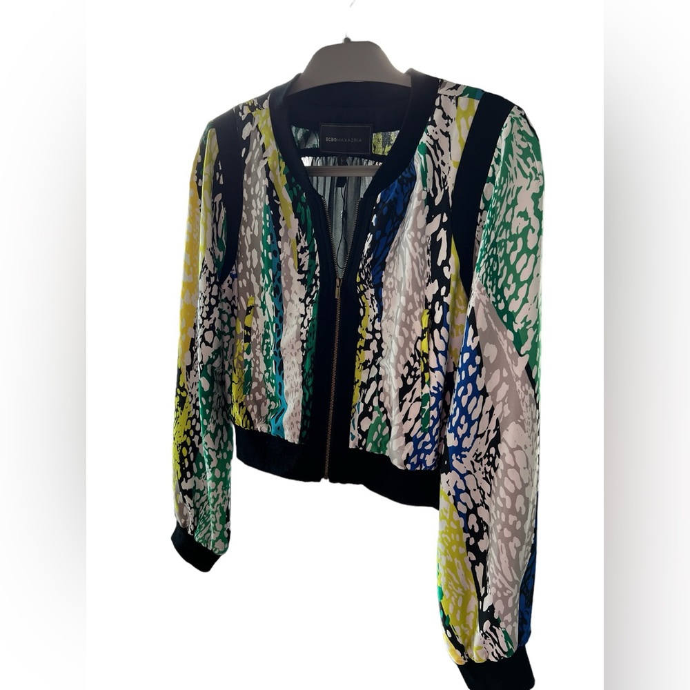 BCBGMaxAzria Nova Animal Color Palette Bomber Jacket